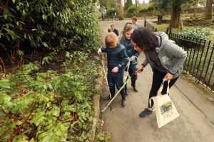 Gemma Hunt leads pupils on the litter pick