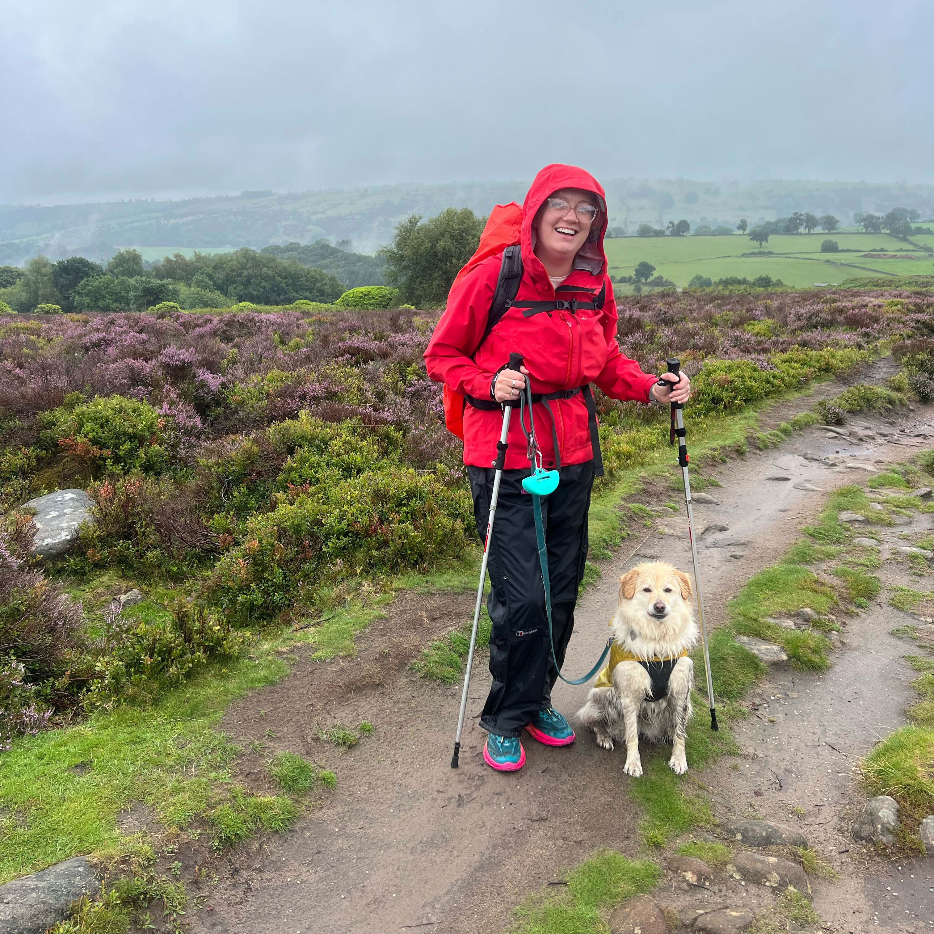 Jen and Cookie in the rain